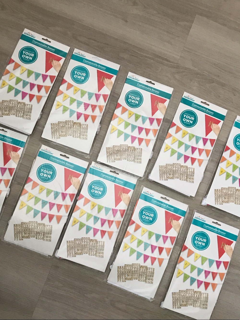 10 Multi-Color Triangle Bunting Banner - Pack of Party Flags
